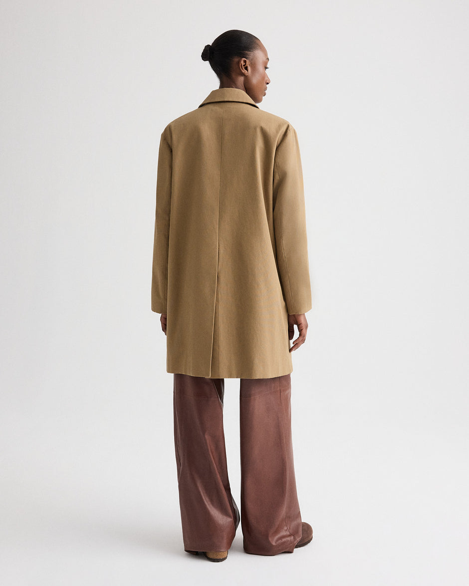 TWP British khaki Edinburgh Coat with Crystals in Water-Repellent Cotton Canvas view 5