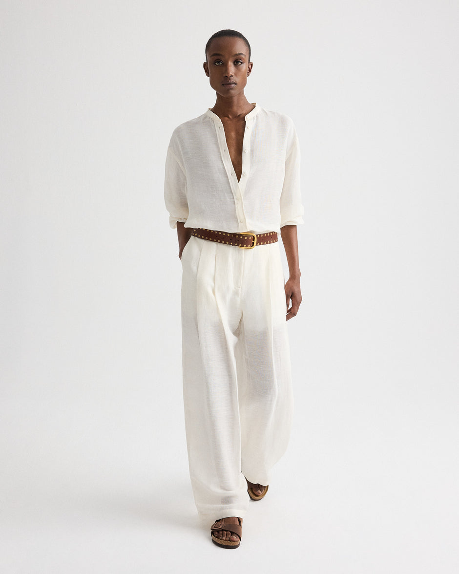 TWP Ivory Carries Trouser in Silk Linen Gauze view 2