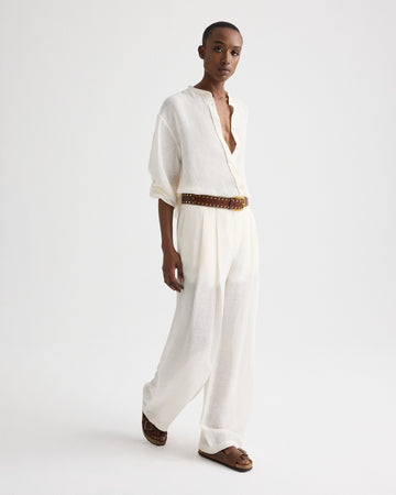 TWP Ivory Carries Trouser in Silk Linen Gauze view 1