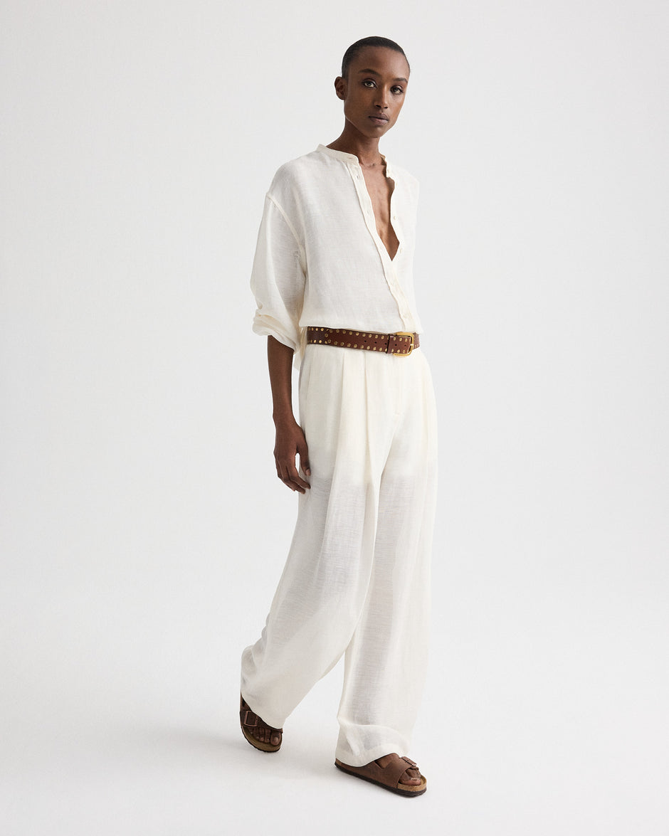TWP Ivory Carries Trouser in Silk Linen Gauze view 1