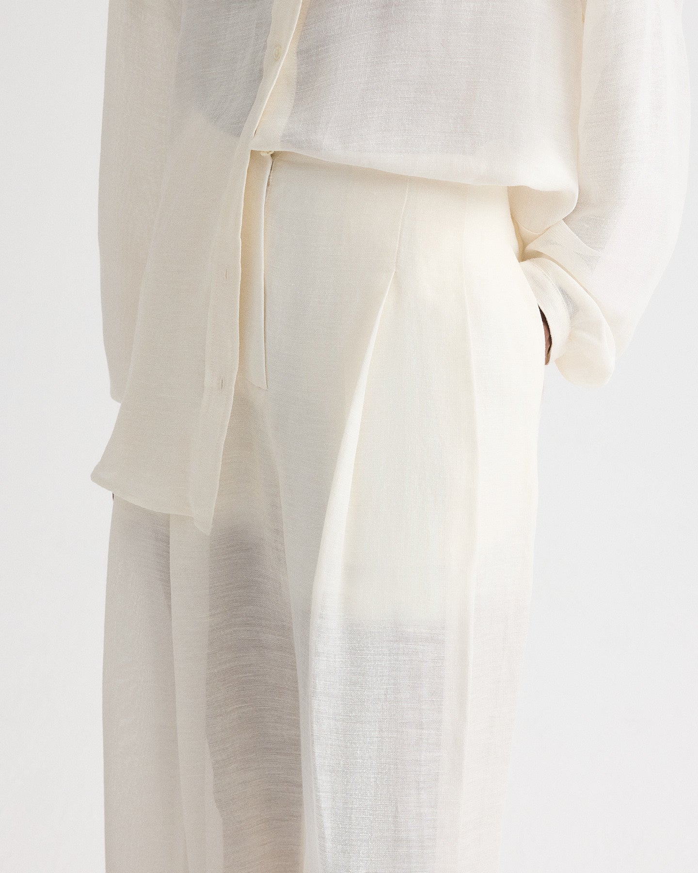 TWP Ivory Carries Trouser in Silk Linen Gauze view 4