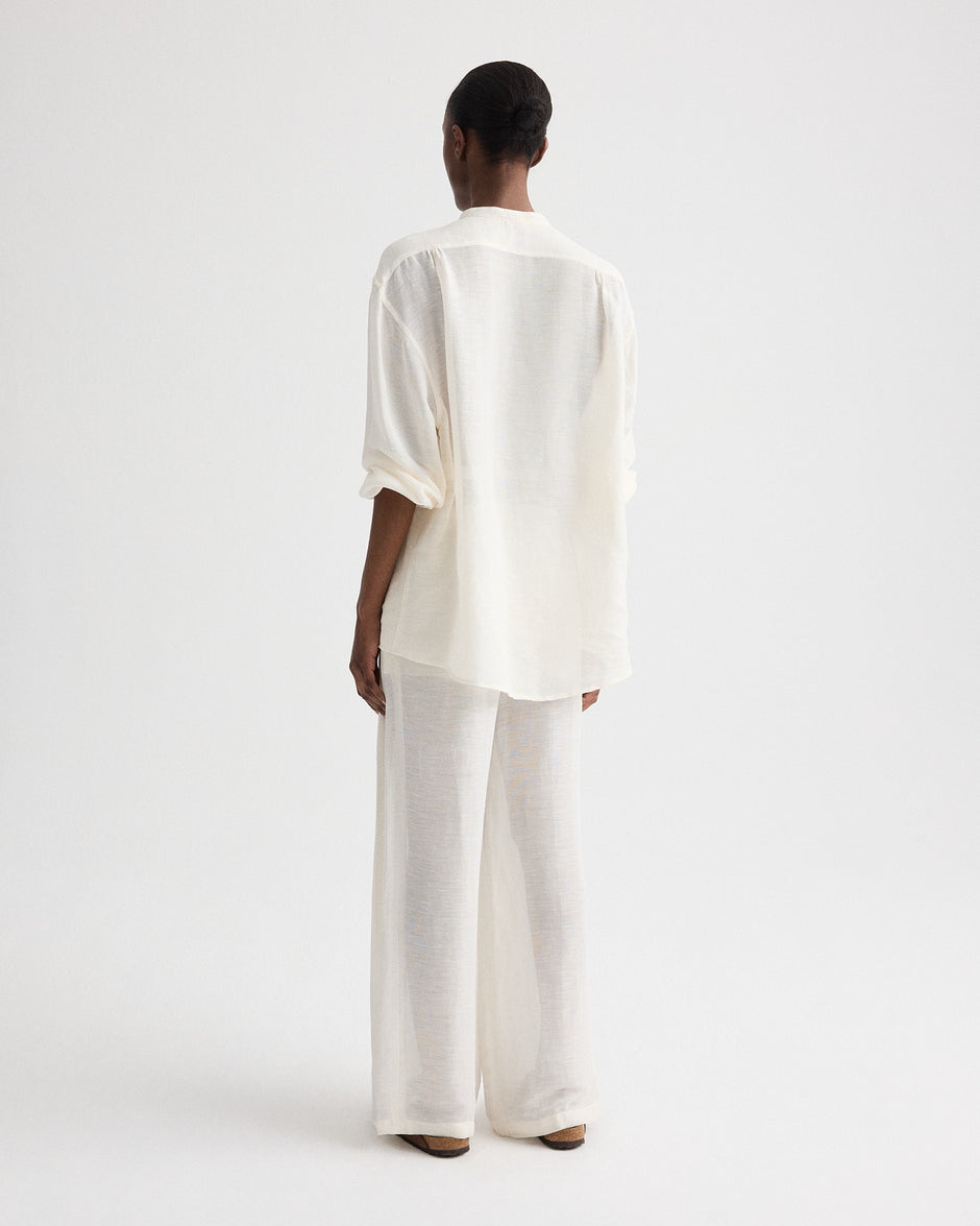 TWP Ivory Carries Trouser in Silk Linen Gauze view 5