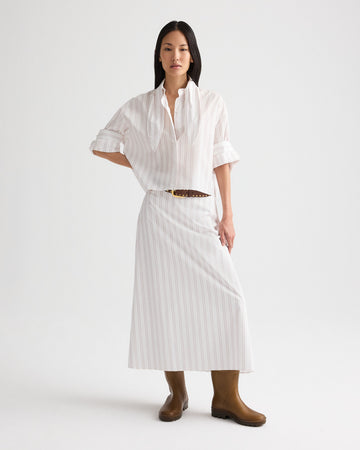 TWP White / wine The A-Line Skirt in Drop Needle Double Stripe view 3