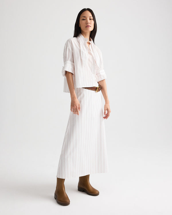 TWP White / wine The A-Line Skirt in Drop Needle Double Stripe view 1