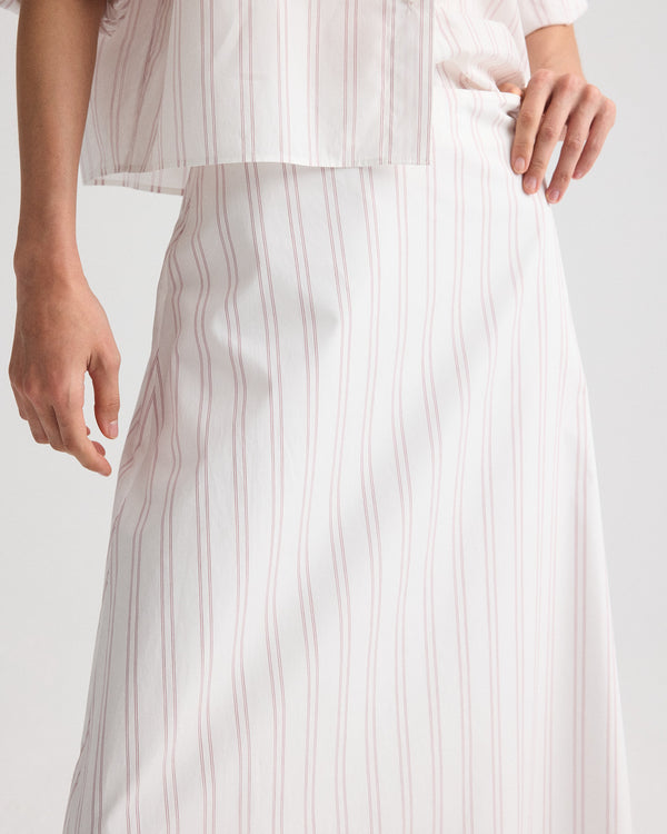 TWP White / wine The A-Line Skirt in Drop Needle Double Stripe view 2
