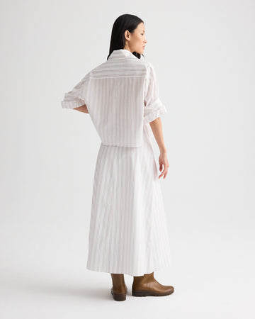 TWP White / wine The A-Line Skirt in Drop Needle Double Stripe view 4