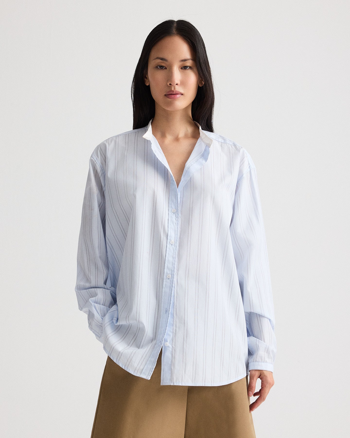 TWP Blue / midnight Late Check Out Top in Drop Needle Double Stripe view 1