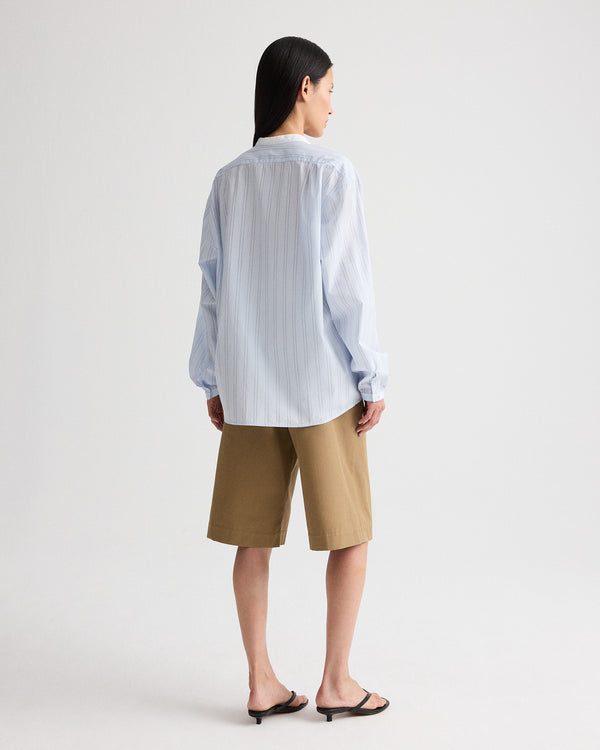TWP Blue / midnight Late Check Out Top in Drop Needle Double Stripe view 5