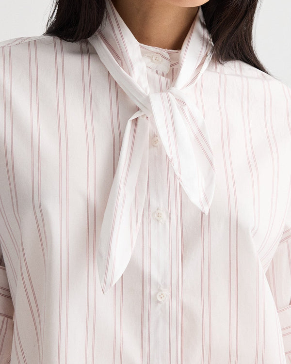 TWP White / wine Tie One On Shirt in Drop Needle Double Stripe view 2