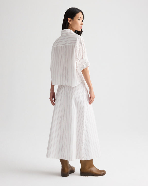 TWP White / wine Tie One On Shirt in Drop Needle Double Stripe view 5