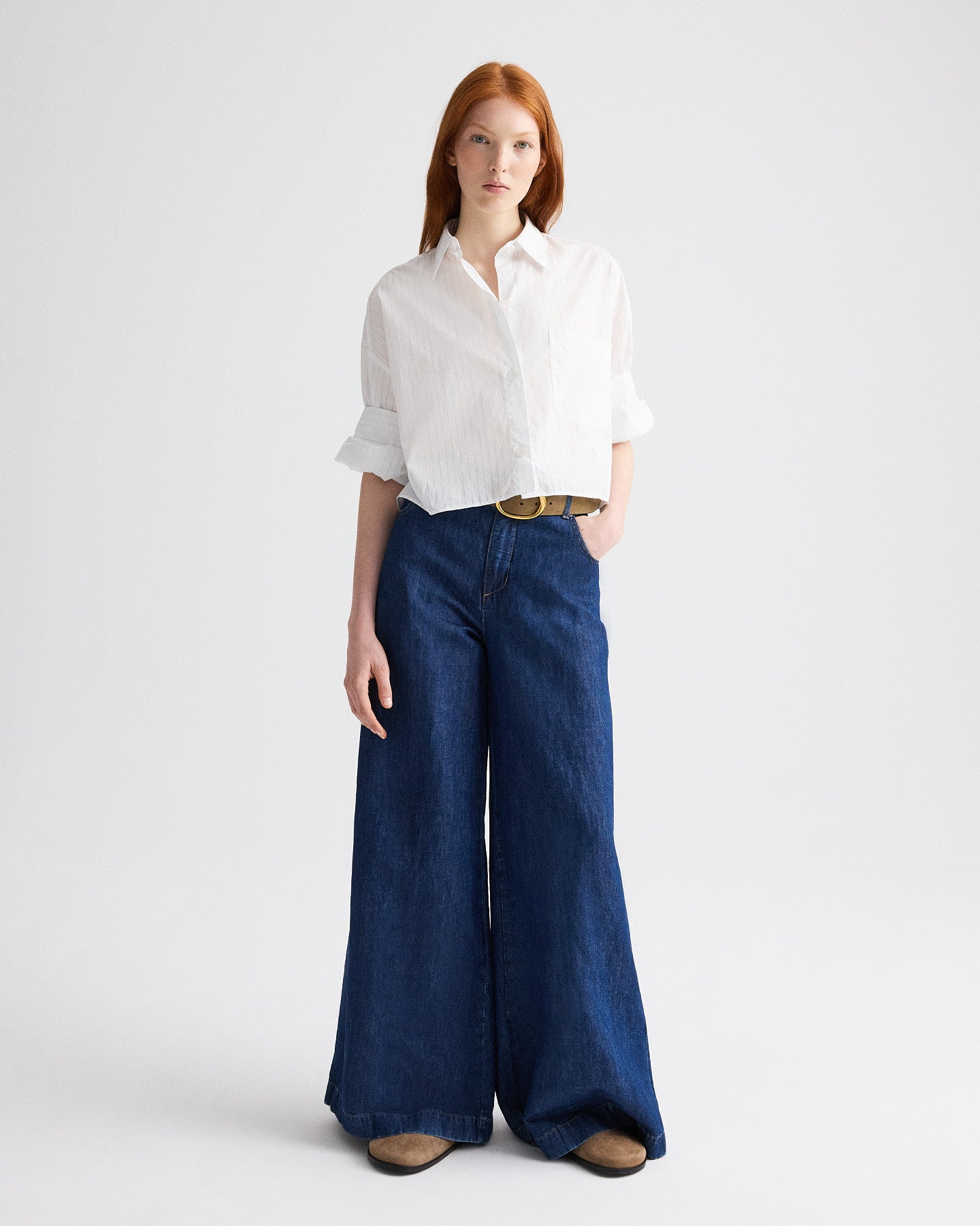 TWP White / light blue Next Ex Shirt in Drop Needle Shirting view 3