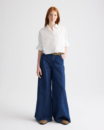 TWP White / light blue Next Ex Shirt in Drop Needle Shirting view 3