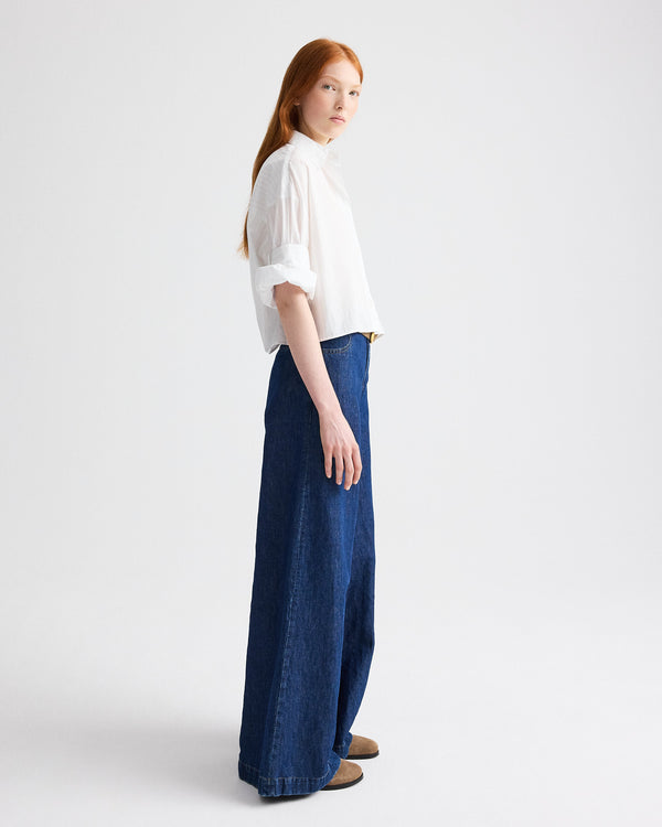 TWP White / light blue Next Ex Shirt in Drop Needle Shirting view 4