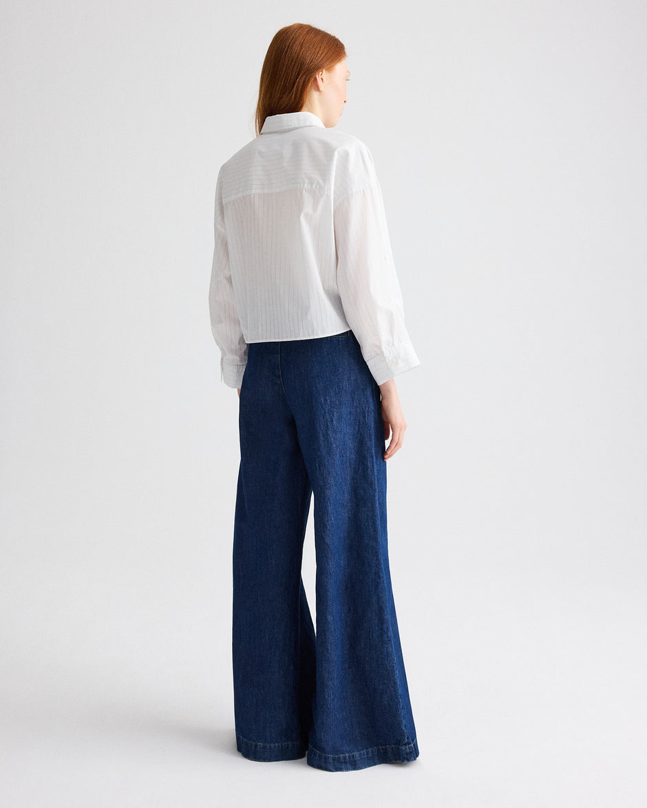 TWP White / light blue Next Ex Shirt in Drop Needle Shirting view 5