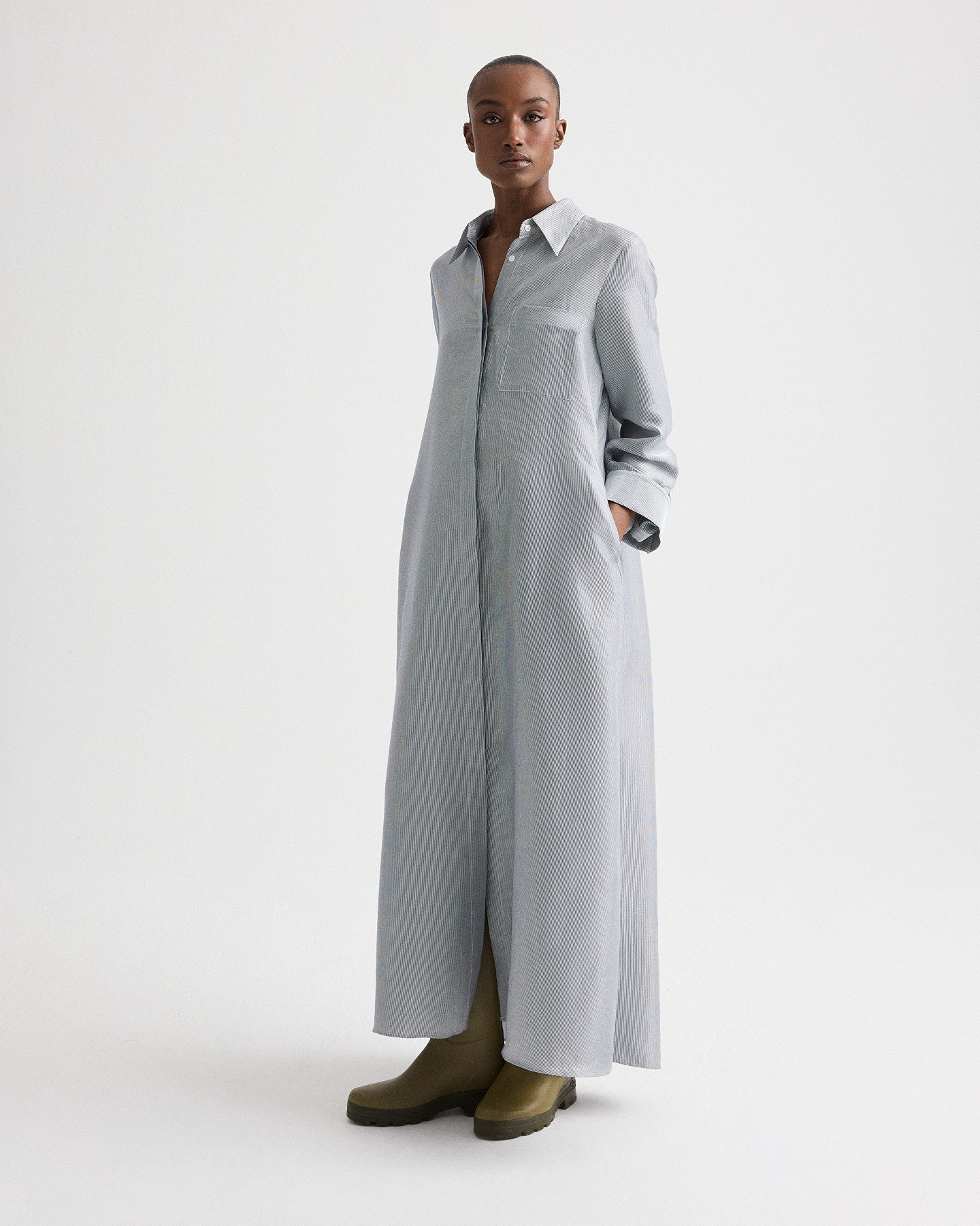 TWP White / blue Jenny's Gown in Glossy Mini Stripe view 4