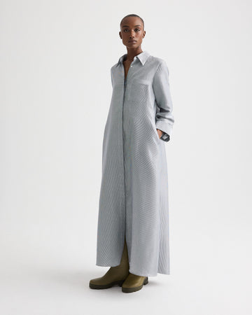 TWP White / blue Jenny's Gown in Glossy Mini Stripe view 4