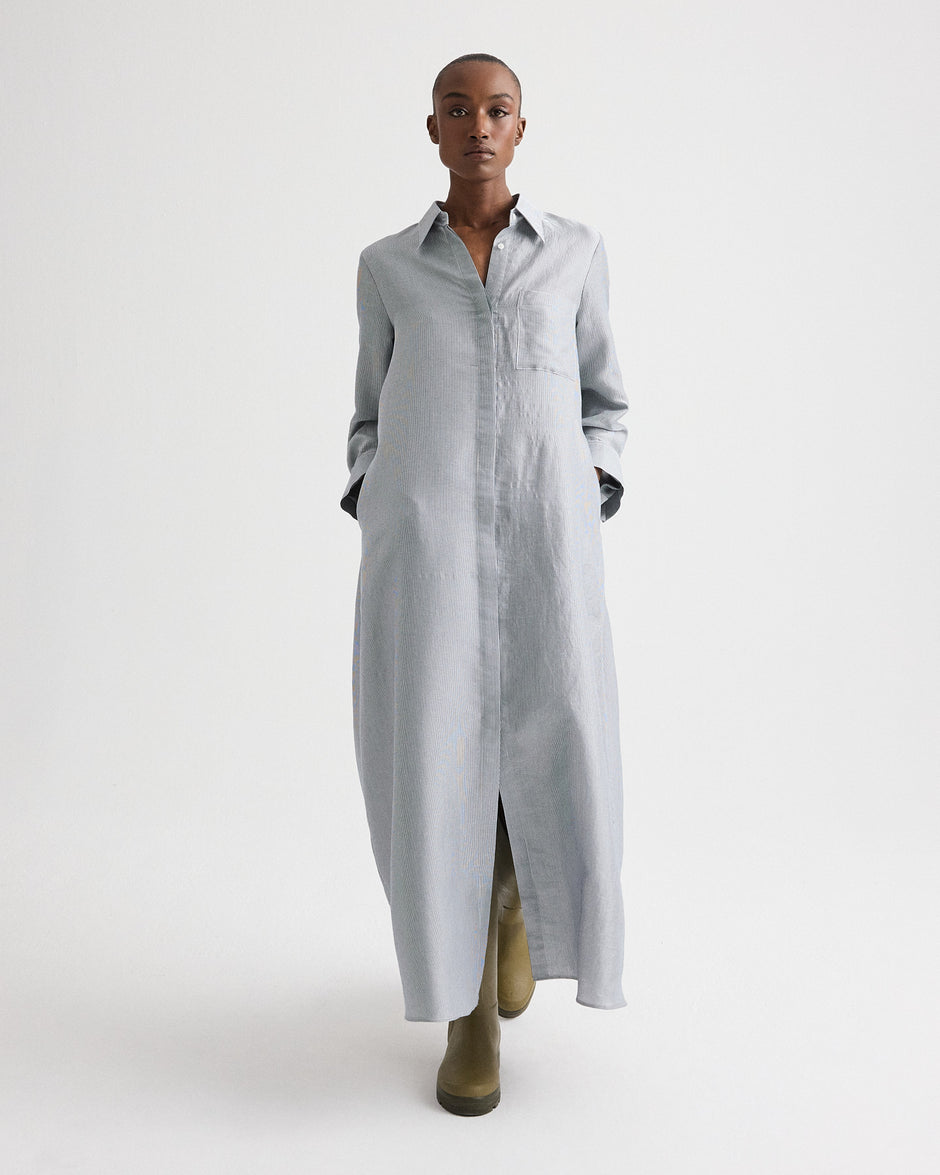 TWP White / blue Jenny's Gown in Glossy Mini Stripe view 2