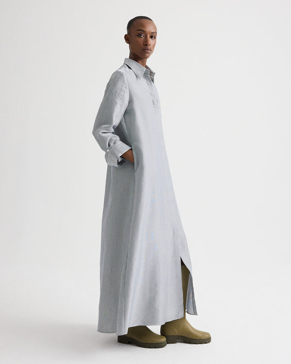 TWP White / blue Jenny's Gown in Glossy Mini Stripe view 1