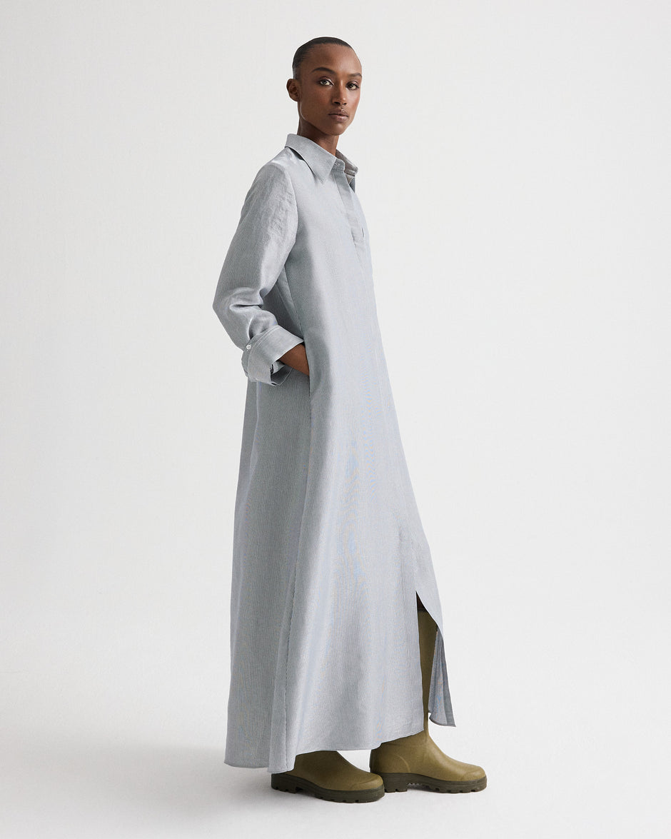 TWP White / blue Jenny's Gown in Glossy Mini Stripe view 1