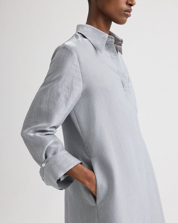 TWP White / blue Jenny's Gown in Glossy Mini Stripe view 3