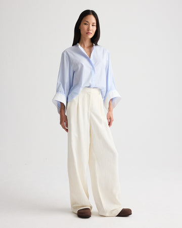 TWP Blue haven / white The Beau Shirt in Stripe Twill Shirting view 2