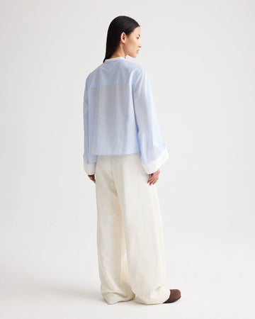 TWP Blue haven / white The Beau Shirt in Stripe Twill Shirting view 5