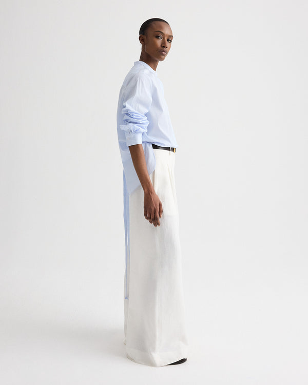 TWP Blue haven / white Tied Down Shirt in Stripe Twill Shirting view 5