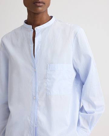 TWP Blue haven / white Tied Down Shirt in Stripe Twill Shirting view 2