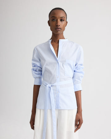 TWP Blue haven / white Tied Down Shirt in Stripe Twill Shirting view 1