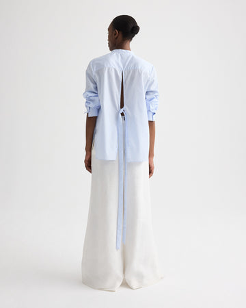 TWP Blue haven / white Tied Down Shirt in Stripe Twill Shirting view 5