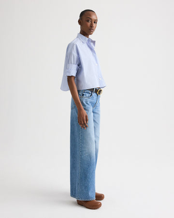 TWP Blue haven / white Next Ex in Spaced Stripe Cotton Shirting view 4