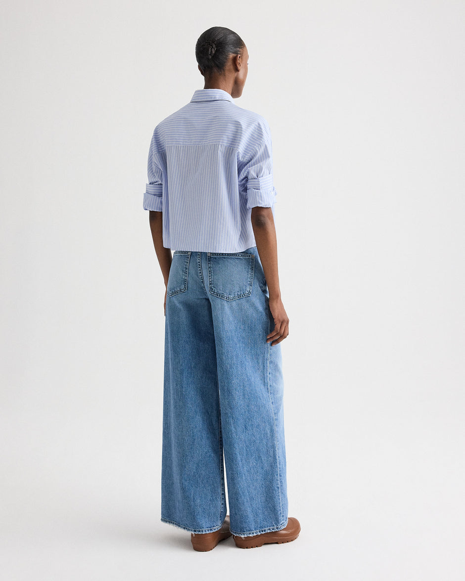 TWP Blue haven / white Next Ex in Spaced Stripe Cotton Shirting view 5