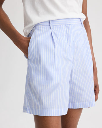 TWP Blue haven / white Henry St Short in Spaced Stripe Shirting view 3