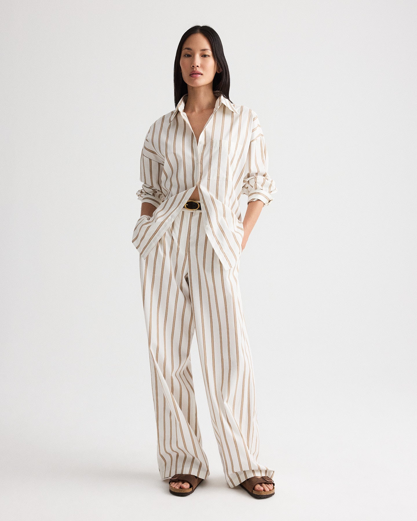 TWP White / khaki Hudson St Pant in Yarn Dye Superpop view 2