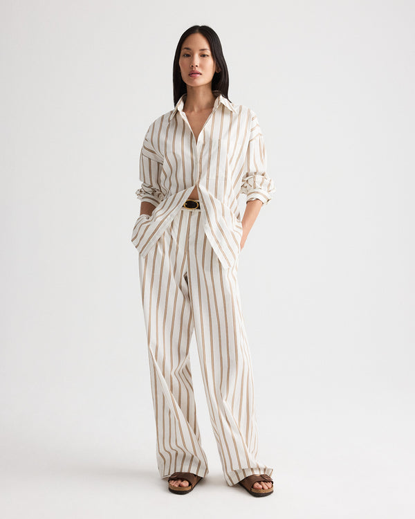 TWP White / khaki Hudson St Pant in Yarn Dye Superpop view 2