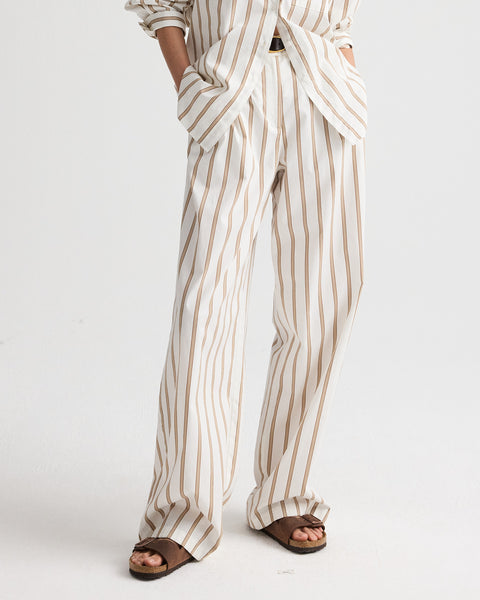 White / khaki Hudson St Pant in Yarn Dye Superpop | TWP
