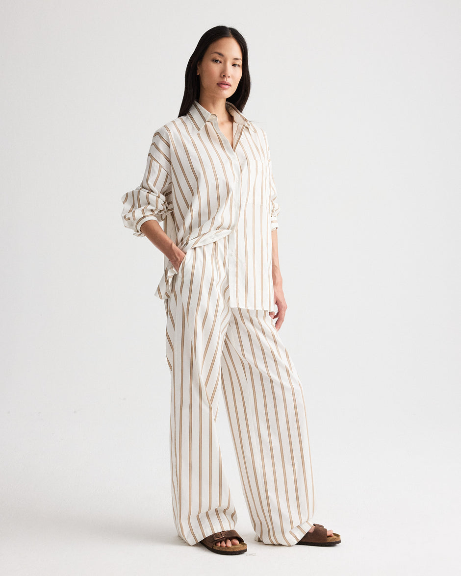 TWP White / khaki Hudson St Pant in Yarn Dye Superpop view 3