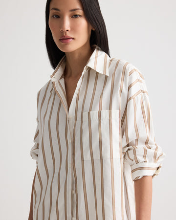 TWP White / khaki Something Borrowed Shirt in Yarn Dye Superpop view 2