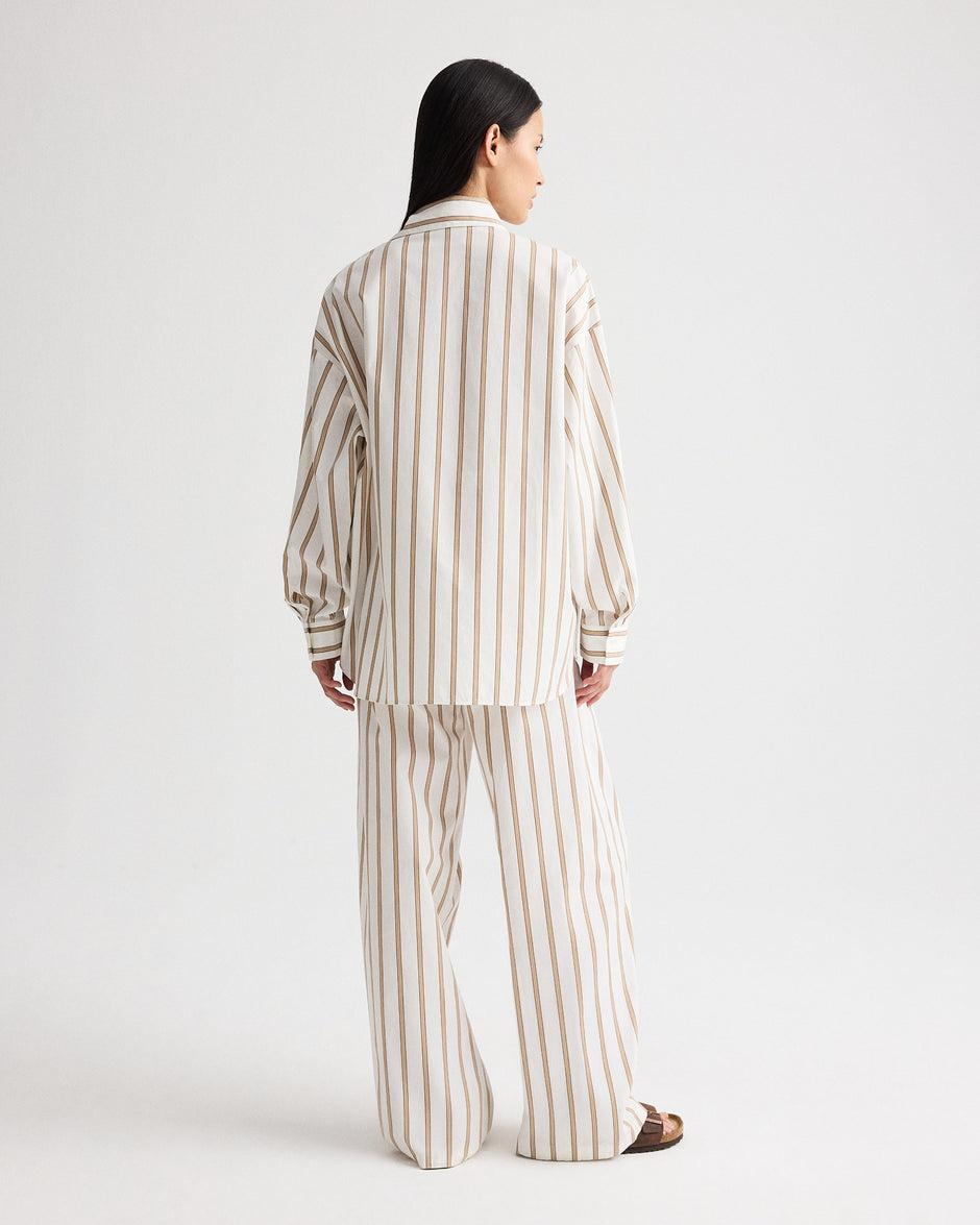 TWP White / khaki Something Borrowed Shirt in Yarn Dye Superpop view 5