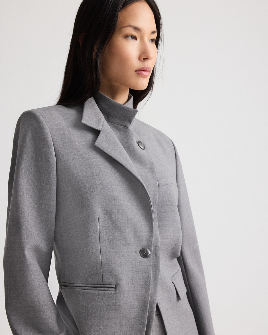 TWP Medium heather grey The Double Take Blazer in Soft Finish Stretch Wool view 3