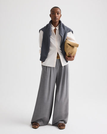 TWP Medium heather grey Avery Pant in Soft Finish Stretch Wool view 4