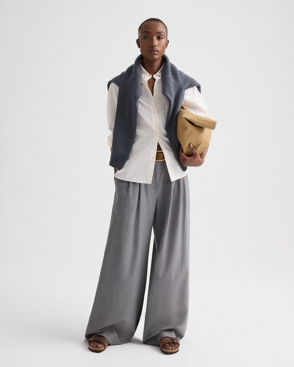 TWP Medium heather grey Avery Pant in Soft Finish Stretch Wool view 4