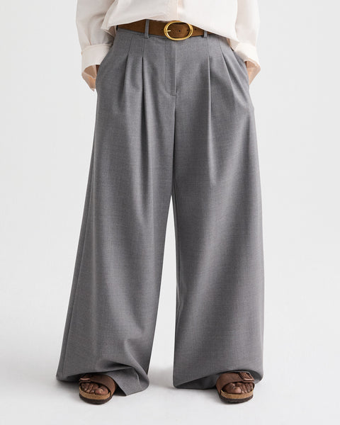 Medium heather grey Avery Pant in Soft Finish Stretch Wool | TWP