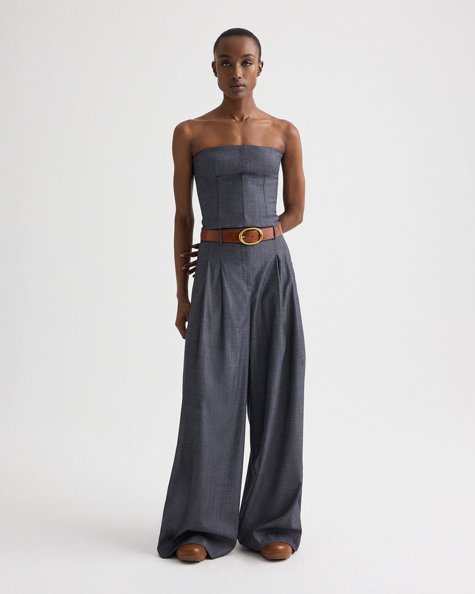 TWP Medium indigo Next Didi Pant in Lightweight Viscose Wool view 1