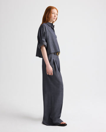 TWP Medium indigo Next Ex Shirt in Lightweight Viscose Wool view 4