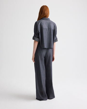 TWP Medium indigo Next Ex Shirt in Lightweight Viscose Wool view 5