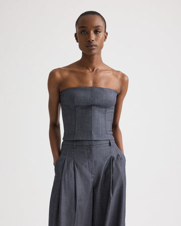 TWP Medium indigo Jillian Bustier in Lightweight Viscose Wool view 2