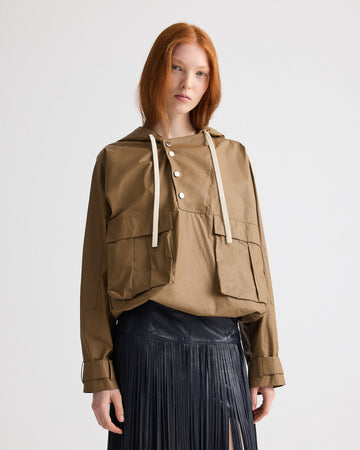 TWP Ermine Rain Check Hoodie in Lightweight Cotton Trench view 3