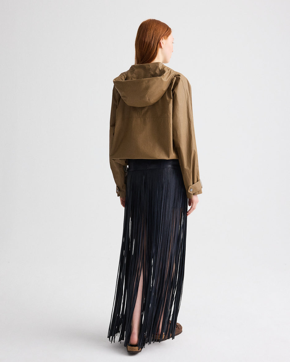 TWP Ermine Rain Check Hoodie in Lightweight Cotton Trench view 5