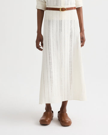 TWP Ivory The A-Line Unlined Skirt in Ladder Weave Linen view 3